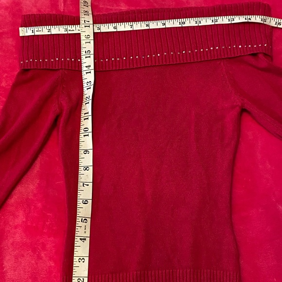 Seduction Fuchsia Off Shoulder Ribbed Sweater Size XS - Picture 14 of 15